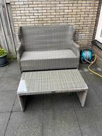 Rattan Tuinset - Bank en Tafel, Tuin en Terras, Gebruikt, Rotan, Ophalen, 2 zitplaatsen