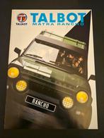 Brochure Talbot Matra Rancho 1982, Ophalen of Verzenden, Zo goed als nieuw, Overige merken