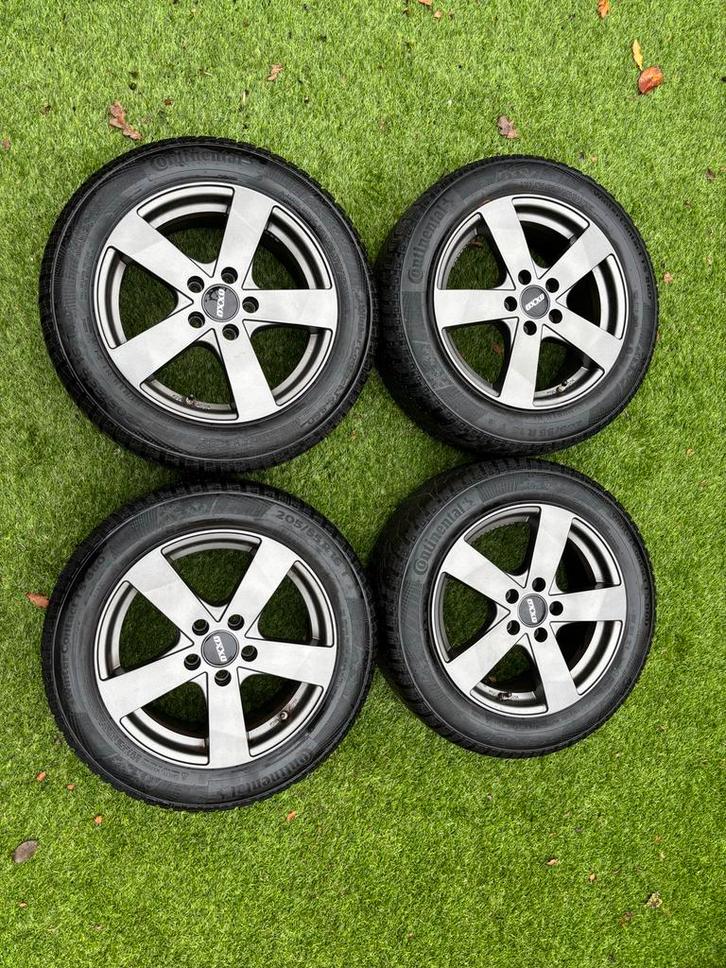 5x108 Velgen onbeschadigd Continental Winterbanden 205/55-16, Auto diversen, Wieldoppen, Zo goed als nieuw, Ophalen