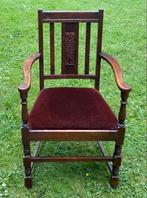 Wooden antique textile armchair, Ophalen of Verzenden