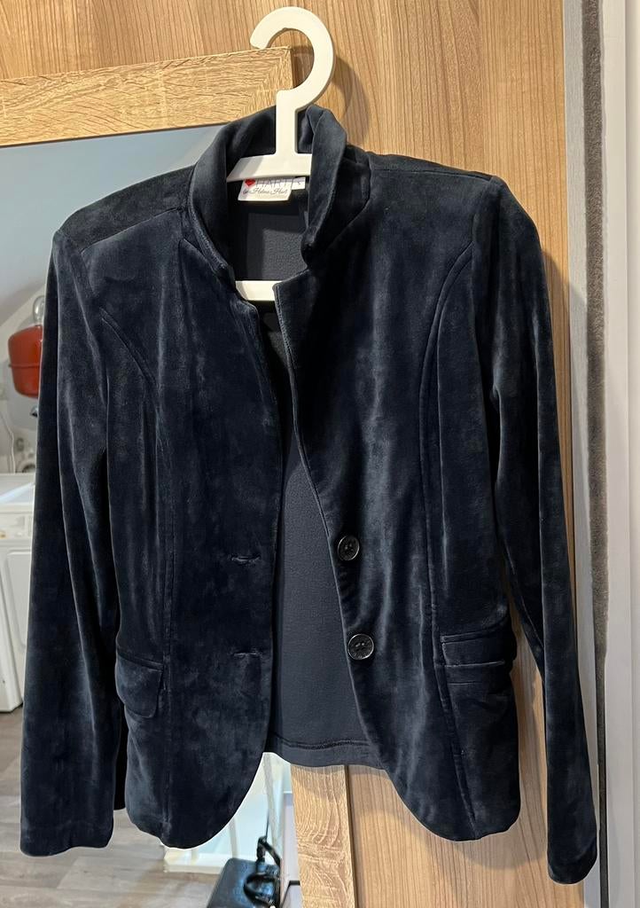 Blauwe velours blazer Helena Hart, Ophalen of Verzenden, Zo goed als nieuw, Maat 38/40 (M), Blauw
