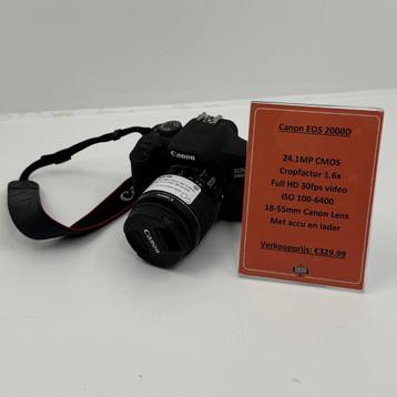 Canon EOS 2000D Camera | Met 18-55mm Lens | Met accu en lade beschikbaar voor biedingen