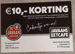 Kortingsbon € 10,- eetcafé De Javaan Oudeschans of Groningen, Kortingsbon, Overige typen