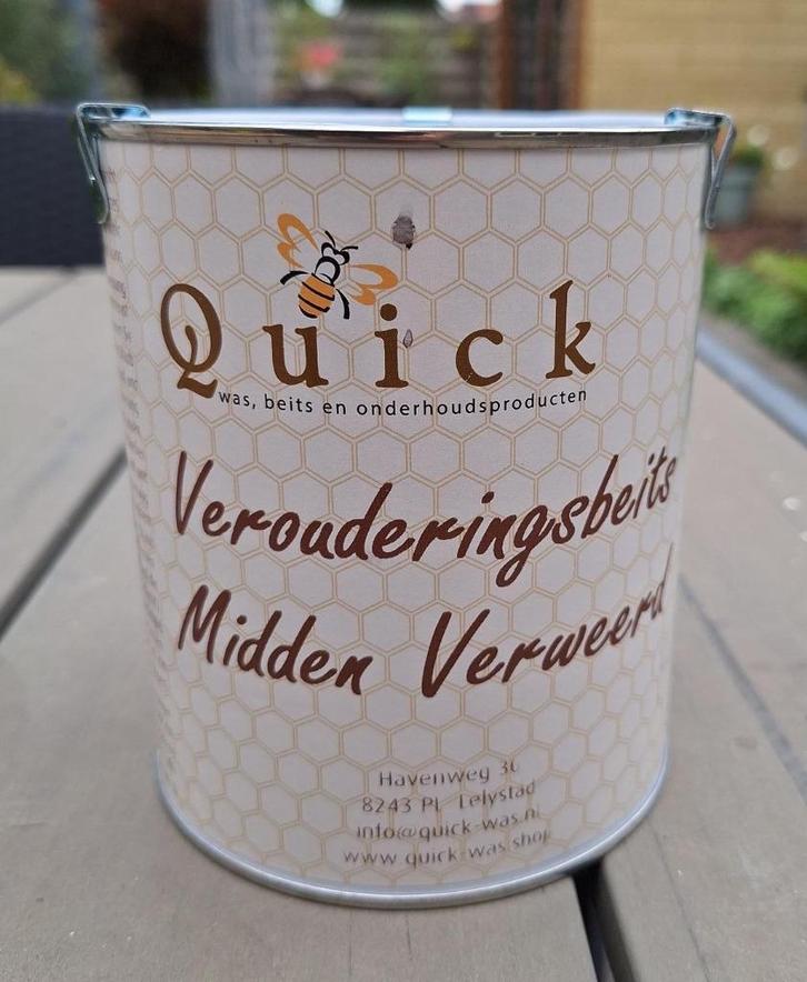 Quick verouderingsbeits eiken midden verweerd 1 liter, Doe-het-zelf en Verbouw, Verf, Beits en Lak, Zo goed als nieuw, Beits, Minder dan 5 liter