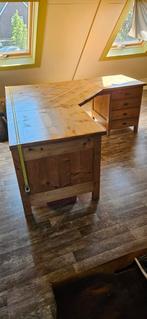 groot grenen bureau hoekbureau, Huis en Inrichting, Bureaus, Ophalen, Gebruikt