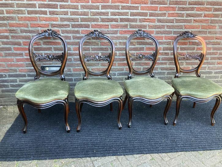 vier biedermeier mahonie oorstoelen, Antiek en Kunst, Antiek | Meubels | Stoelen en Banken, Ophalen