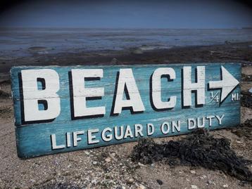 Handgeschilderd houten tekstbord / Cottage / Beach / strand beschikbaar voor biedingen