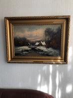 Oud paneel schilderij landschap 55x76cm, Ophalen