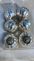 Set van 6 glazen  zilverkleurige heksenballen ,decoratief, Antiek en Kunst, Ophalen of Verzenden