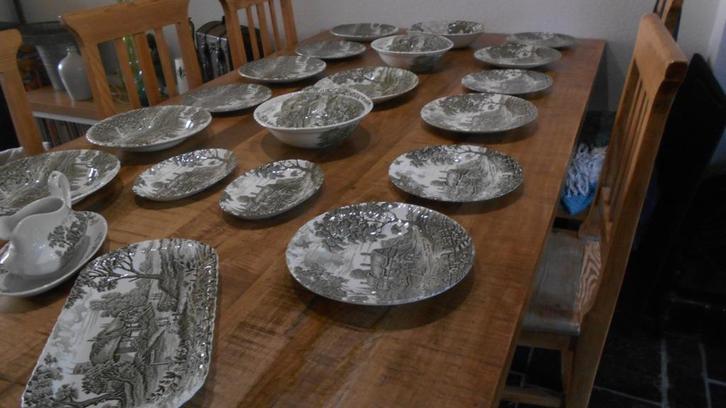 20x Ridgway servies engels Shakespeares Country groen grijs, Antiek en Kunst, Antiek | Servies compleet, Ophalen of Verzenden