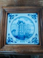 Delfts blauw tegeltje 'Het Witte Huis' in houten lijst, Antiek en Kunst, Ophalen of Verzenden
