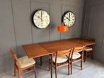 Complete Mid century vintage Deense eetkamerset, Ophalen, Mid century, vintage, deens, teakhout, complete eetkamerset, Gebruikt