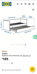 Bedbank met onderbed 80x200cm, Huis en Inrichting, Slaapkamer | Bedden, Ophalen, Gebruikt, Eenpersoons, Wit