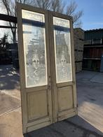 Set antieke openslaande deuren met geëtst glas 267x145cm., Ophalen