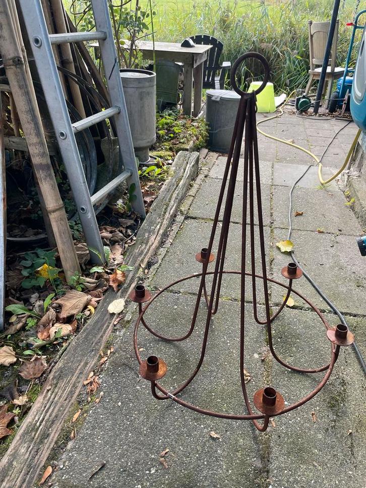 Roestkleurige Kroonluchter, Antiek en Kunst, Antiek | Kandelaars, Overige materialen, Ophalen of Verzenden
