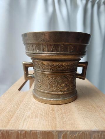 Antiek koper messing koperen vijzel Richard Startijn 1623 beschikbaar voor biedingen