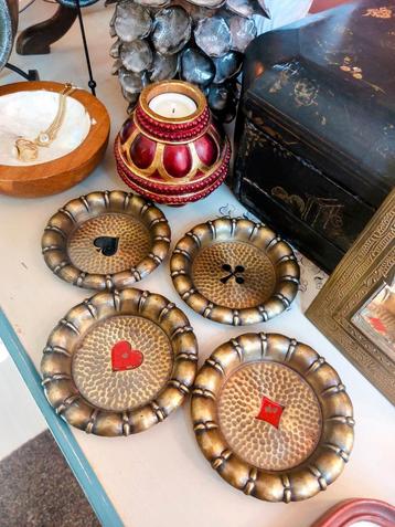 Vintage Messing Onderzetters Kaartspel beschikbaar voor biedingen