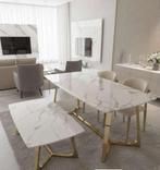 Marmerlook eettafel + salontafel, Huis en Inrichting, Complete inboedels, Ophalen