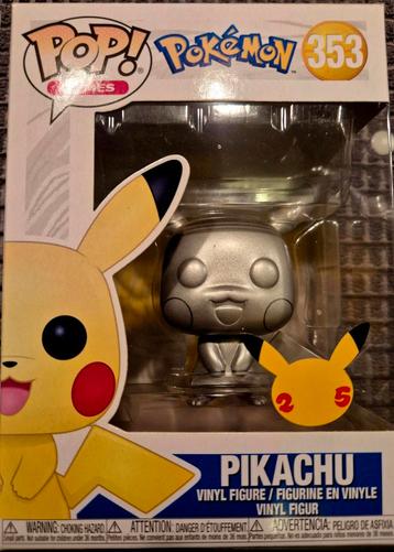 Funko Pop! Pokémon Pikachu #353 Silver Chrome - Nieuw! beschikbaar voor biedingen