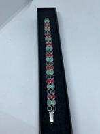 Zilveren armband met natuurlijke smaragd, robijn en saffier, Sieraden, Tassen en Uiterlijk, Armbanden, Info@zilverenedelstenen.com