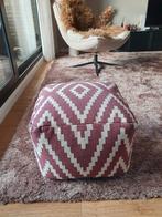 Homedeco poef, vierkant, beige/rood, Minder dan 50 cm, Vierkant, Minder dan 50 cm, Ophalen of Verzenden