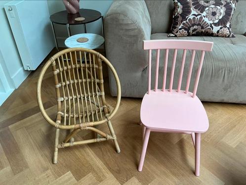 Rotan kinderstoel - fauteuil & roze stoeltje, Kinderen en Baby's, Kinderkamer | Tafels en Stoelen, Gebruikt, Stoel(en), Ophalen