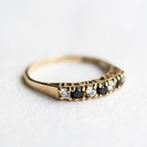 Vintage 9K goud I love you ring Saffier & CZ - Maat 17,75, Ophalen of Verzenden, Zo goed als nieuw, 17 tot 18, Met edelsteen