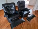 Te koop 2  zwart leren relaxfauteuil, Huis en Inrichting, Ophalen, Dames en heren stoel, Gebruikt, 75 tot 100 cm