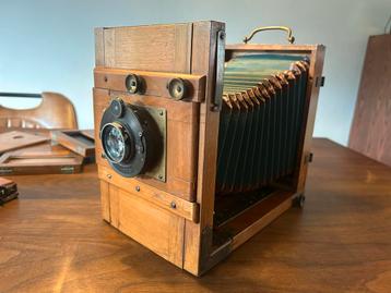 Antieke Houten Camera 13x18 Carl Zeiss/Voigtländer beschikbaar voor biedingen