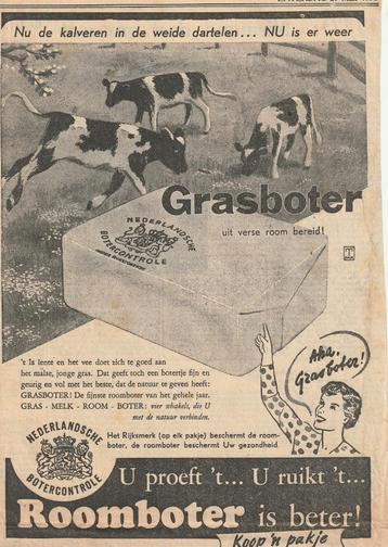 Retro reclame 1950 Roomboter boter zuivel uit de krant beschikbaar voor biedingen