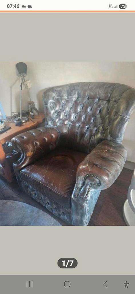 Chesterfield look a like fauteuil GRATIS, Huis en Inrichting, Banken | Sofa's en Chaises Longues, Zo goed als nieuw, Eenpersoons