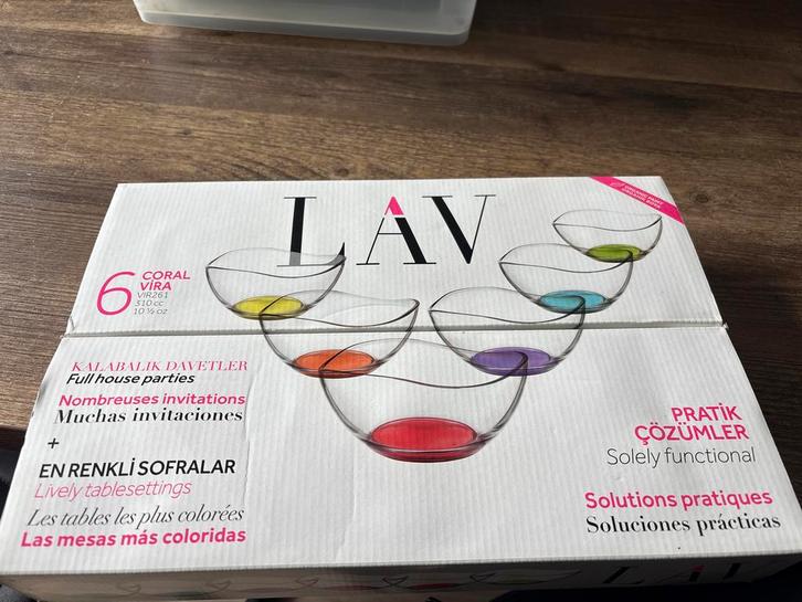 LAV Coral Vira Kommen Set - 6 Stuks, Huis en Inrichting, Keuken | Servies, Nieuw, Kom(men), Effen, Glas, Ophalen