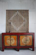 Kleurrijke Oosterse Kast Chinees Dressoir Uniek Meubel Hout, Met deur(en), 150 tot 200 cm, Nieuw, Ophalen of Verzenden