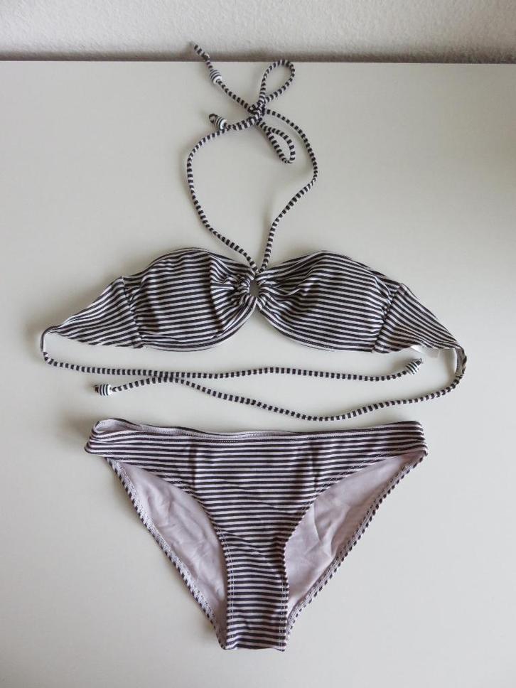 H&M Bruin wit gestreepte bikini maat 34 XS HM, Kleding | Dames, Badmode en Zwemkleding, Zo goed als nieuw, Bikini, Bruin, Verzenden