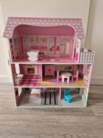 Roze Houten Poppenhuis met Meubels - Zo Goed Als Nieuw!, Ophalen, Zo goed als nieuw, Poppenhuis