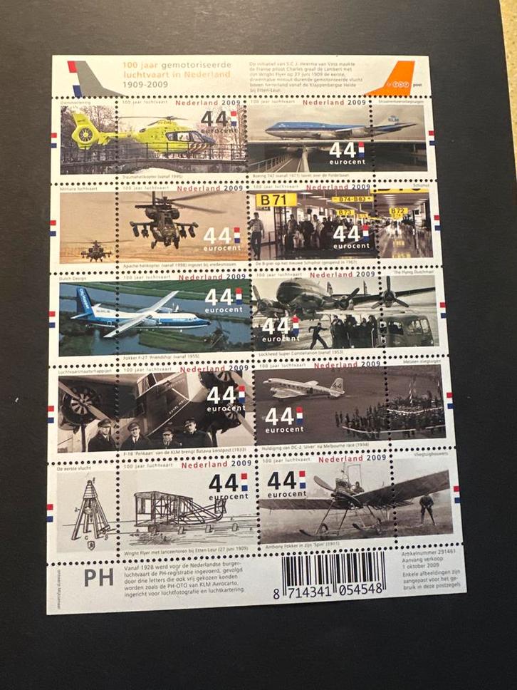 Postzegelvel 100 Jaar Luchtvaart Nederland, Postzegels en Munten, Postzegels | Nederland, Postfris, Na 1940, Ophalen of Verzenden
