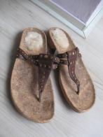 UGG bruin leren kurk slippers maat 40 goede staat, Slippers, UGG, Bruin, Ophalen of Verzenden