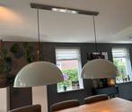 Twee witte moon lampen met RVS koppelplaat, Ophalen, Zo goed als nieuw, Metaal, 75 cm of meer