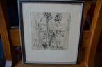 Kleine ets Hans van Dokkum een bos oid. Frans tafereeltje?, Antiek en Kunst, Kunst | Etsen en Gravures, Ophalen of Verzenden