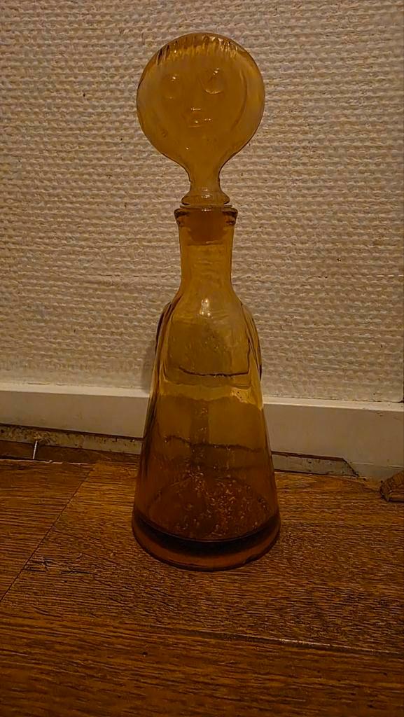Erik Höglund amber People decanter — origineel, Antiek en Kunst, Antiek | Glas en Kristal, Ophalen of Verzenden