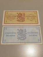 Finland, 1 (UNC) en 5 mark 1963 (B2), Postzegels en Munten, Bankbiljetten | Europa | Niet-Eurobiljetten, Ophalen of Verzenden