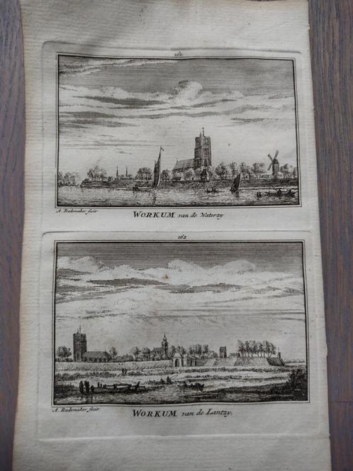 161/162  Workum  Gorinchem Kopergravure 18e Eeuw, Antiek en Kunst, Kunst | Etsen en Gravures, Ophalen of Verzenden