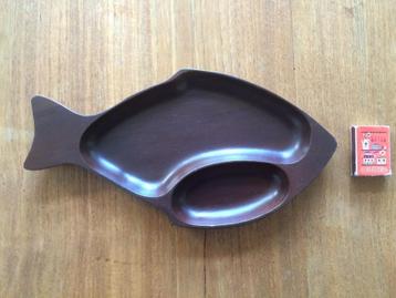 Visbordje houten visschaaltje jaren 70 visvorm vis ouderwets beschikbaar voor biedingen