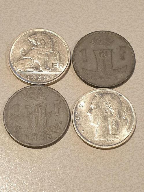 4x 1 frank, 1939, 1943, 1946 en 1969 (kd), Postzegels en Munten, Munten | België, Ophalen of Verzenden