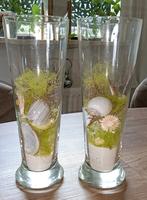 Set van 2 zware vazen met schelpjes, Huis en Inrichting, Overige kleuren, Ophalen of Verzenden, Minder dan 50 cm, Glas