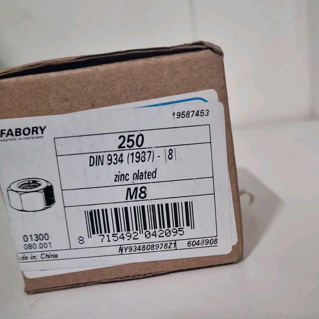 Fabory 250 zink M8 ringen, Doe-het-zelf en Verbouw, Ophalen, Nieuw, Bouten of Moeren