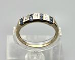Gouden Vintage ring edelsteen saffier en diamant. 2025/450., Ophalen of Verzenden, Goud, Ring, Met edelsteen