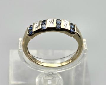 Gouden Vintage ring edelsteen saffier en diamant. 2025/450. beschikbaar voor biedingen