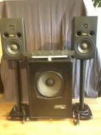 Fostex PM-1 met actieve sub 12”, Gebruikt, 60 tot 120 watt, Front, Rear of Stereo speakers, Ophalen