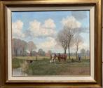 W.J. Alberts - Weidelandschap met Paarden - Olieverf, Ophalen of Verzenden